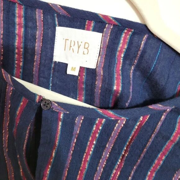 Anthropologie tryb navy metalic blouse - Picture 7 of 9